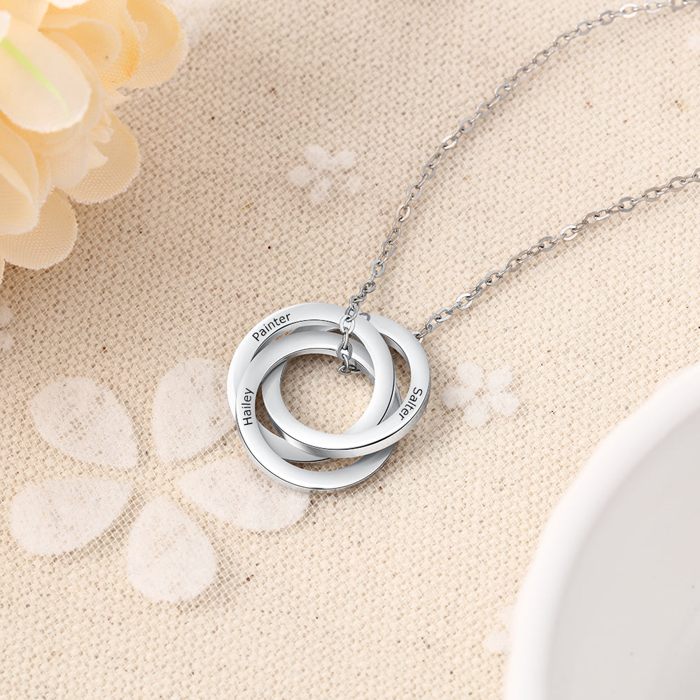 Personalised Name Necklace | Customised Circle Necklace | Russian Rings Necklace | Interlocking Necklace  Personalised Gift For Her | Personalised Gift For Mom | Personalised Name Jewellery  A Beautiful Mother's Day Gift | Gift For Mom | Gift Ideas For Her 