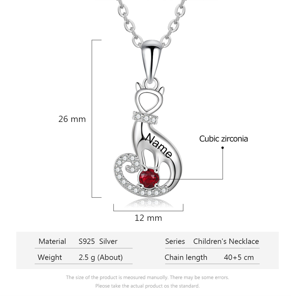'LOVE MY CAT' Sterling Silver Birthstone Necklace Express your love for your cat by adding your cat's name and birthstone on this beautiful heart-shape silver necklace.  A wonderful gift for cats lovers.
