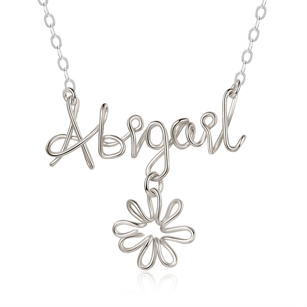 Silver personalised hot sale name necklace