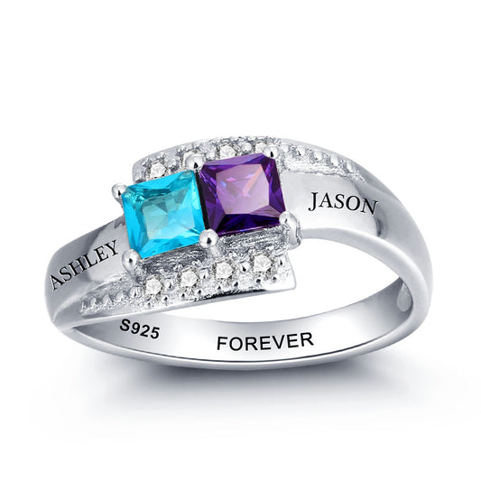 personalized customized bespoke birthstone 925 sterling silver ring