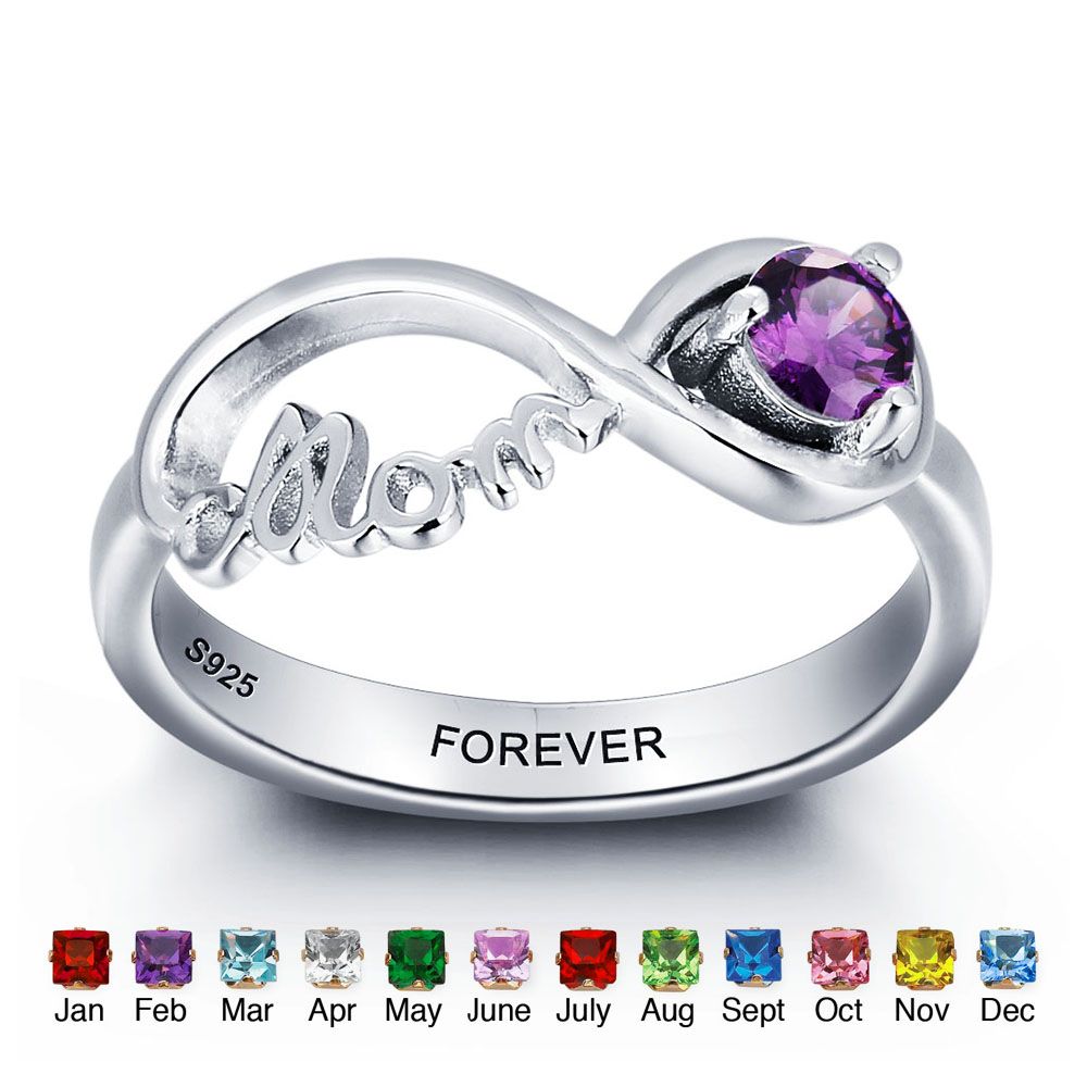 Personalized customized bespoke 925 sterling silver birthstone ring