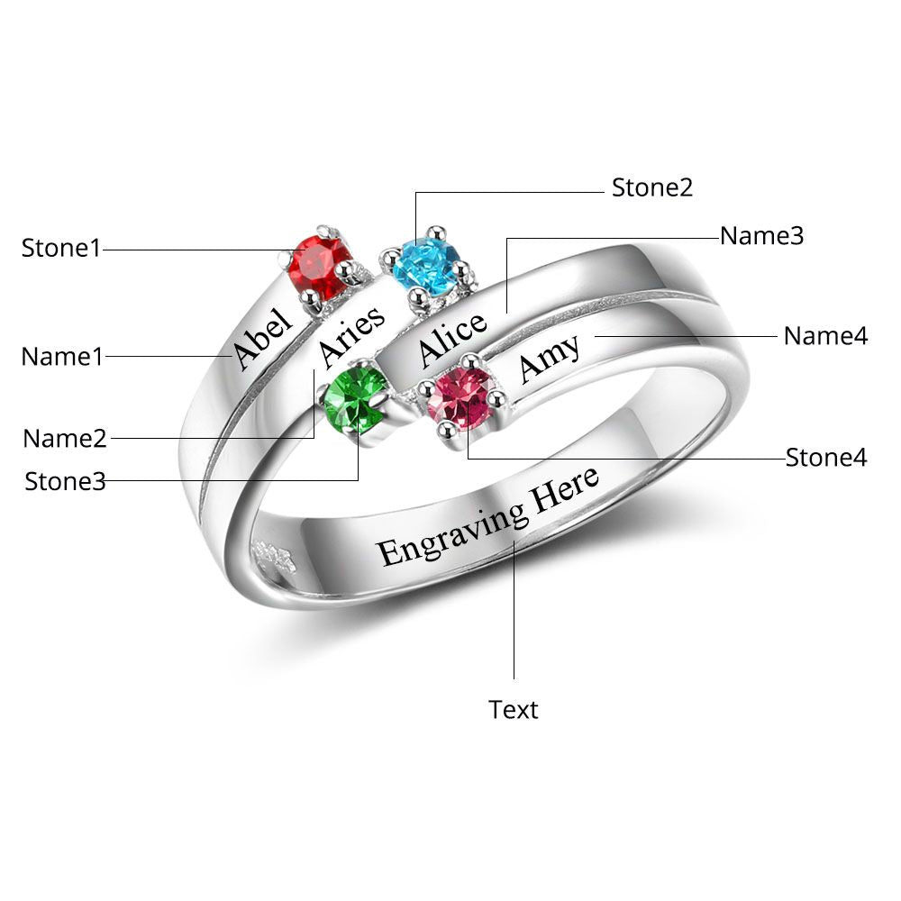 Personalized customized bespoke 925 sterling silver birthstone rings