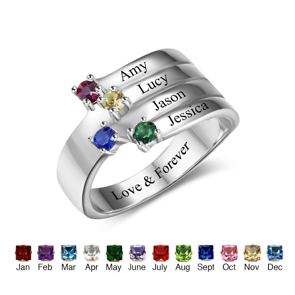 Personalized customized bespoke 925 sterling silver birthstone rings 