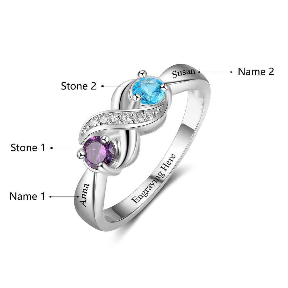 Silver hot sale birthstone rings