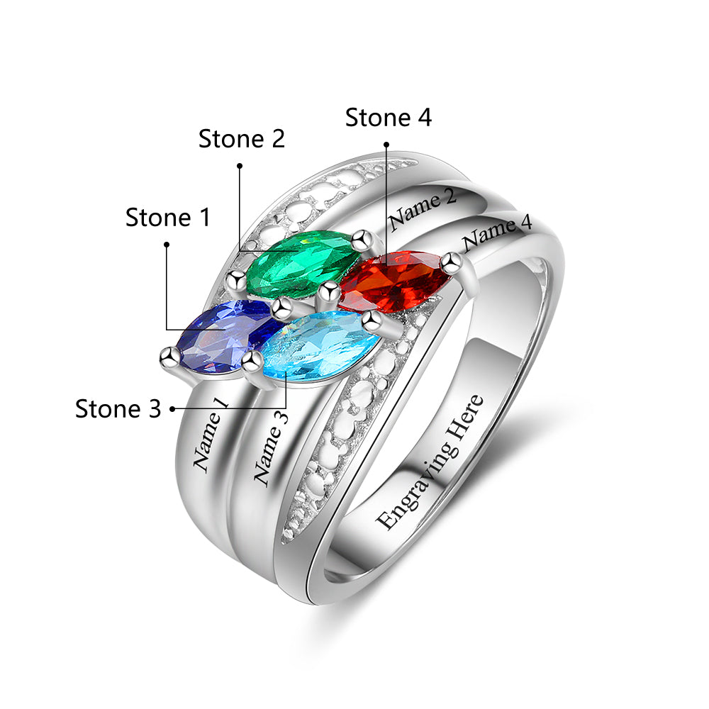Personalised Silver ring for Women | Birthstone Ring | Customised Engr ...