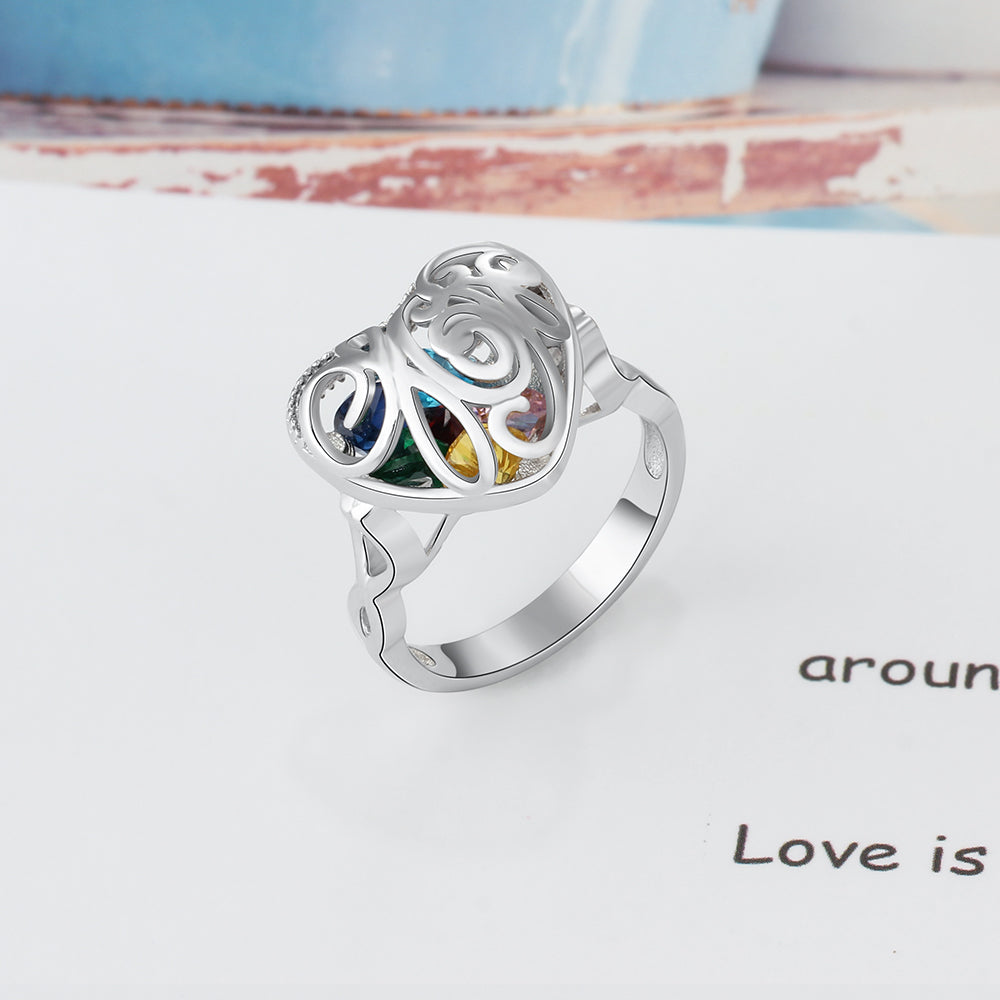 Personalised silver birthstone ring, UK Sterling Silver Personalised ring, sterling silver personalised ring for women, ladies sterling silver personalised ring in London