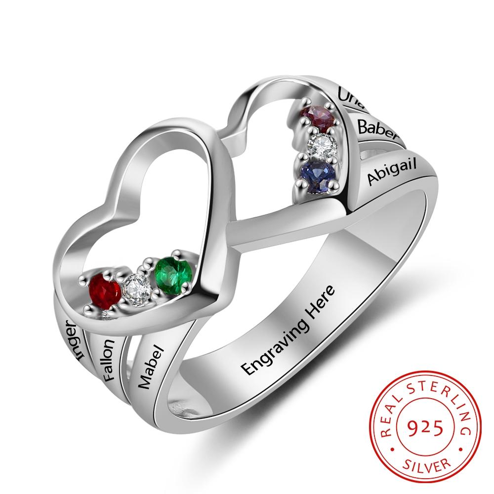 Personalized customized bespoke 925 sterling silver birthstone rings