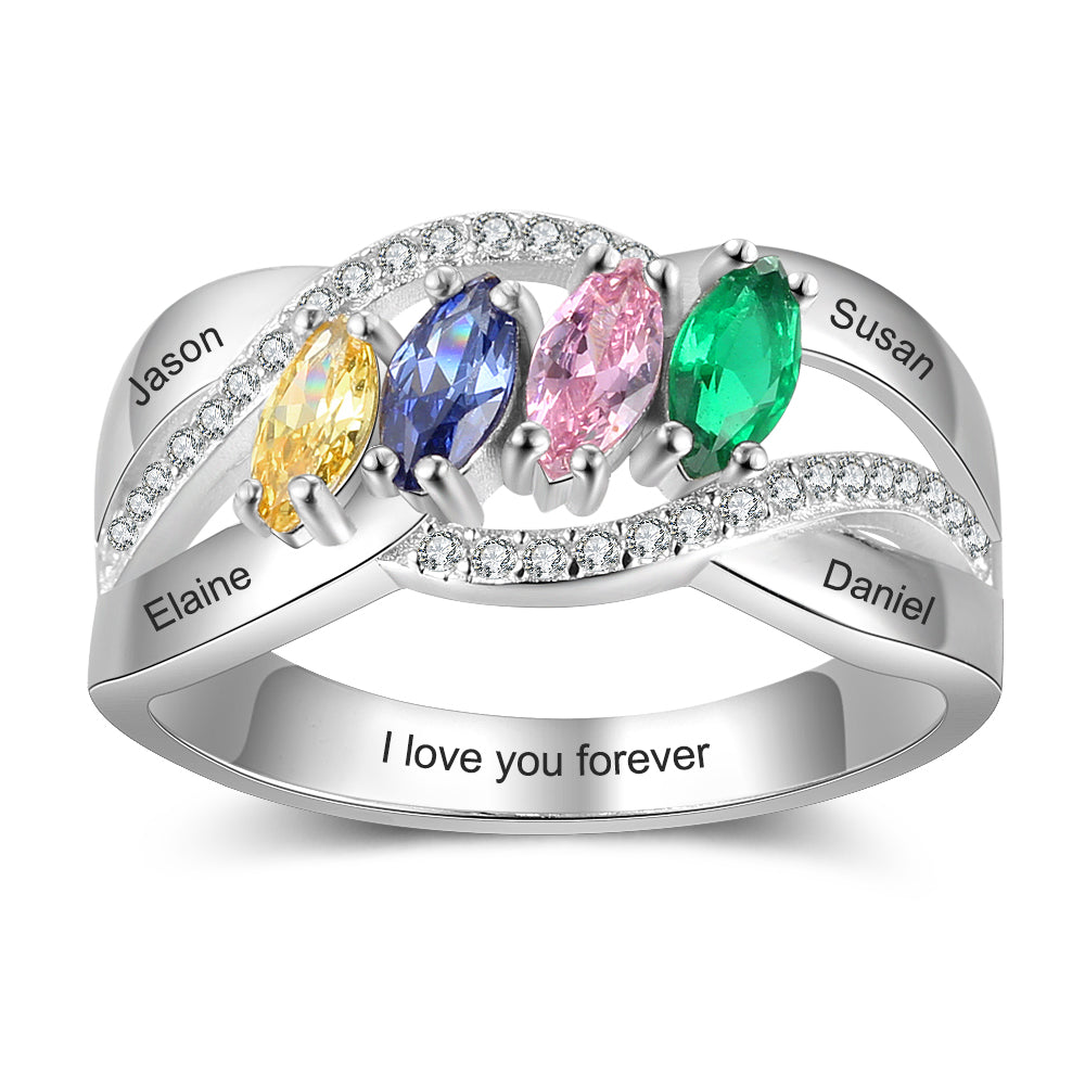Personalised Birthstone Ring | Customised Ring For Women | Bespoke Eng ...