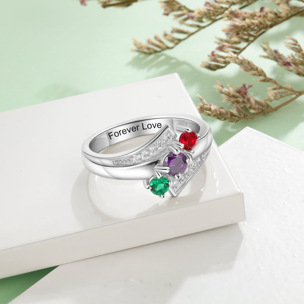 Personalised Birthstone Ring | Custom Birthstone Silver Ring | Bespoke ...