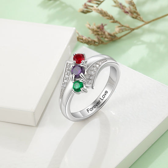Personalised Birthstone Ring | Custom Birthstone Silver Ring | Bespoke ...