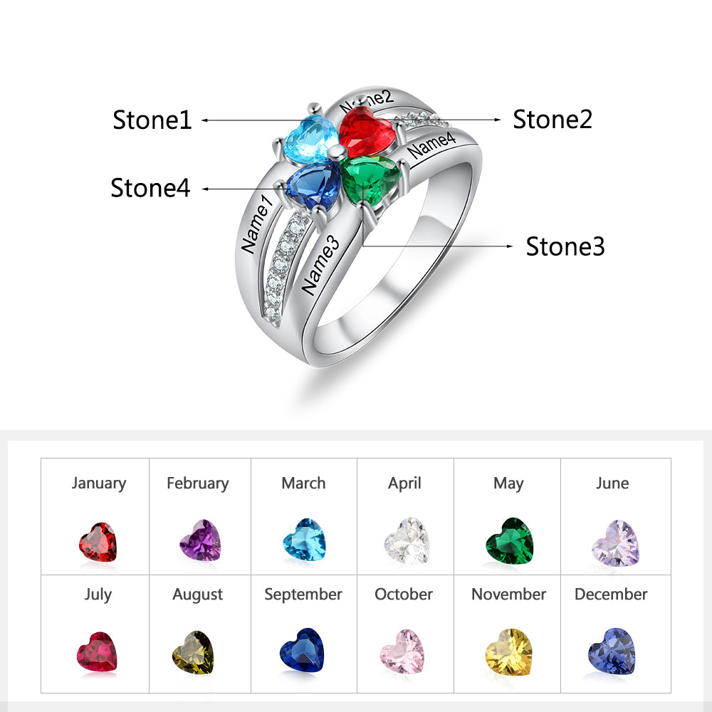Personalised Silver Ring for Women | Customised Engraved Ring | Birthstone Ring | Gift Ideas for women | Gift for her