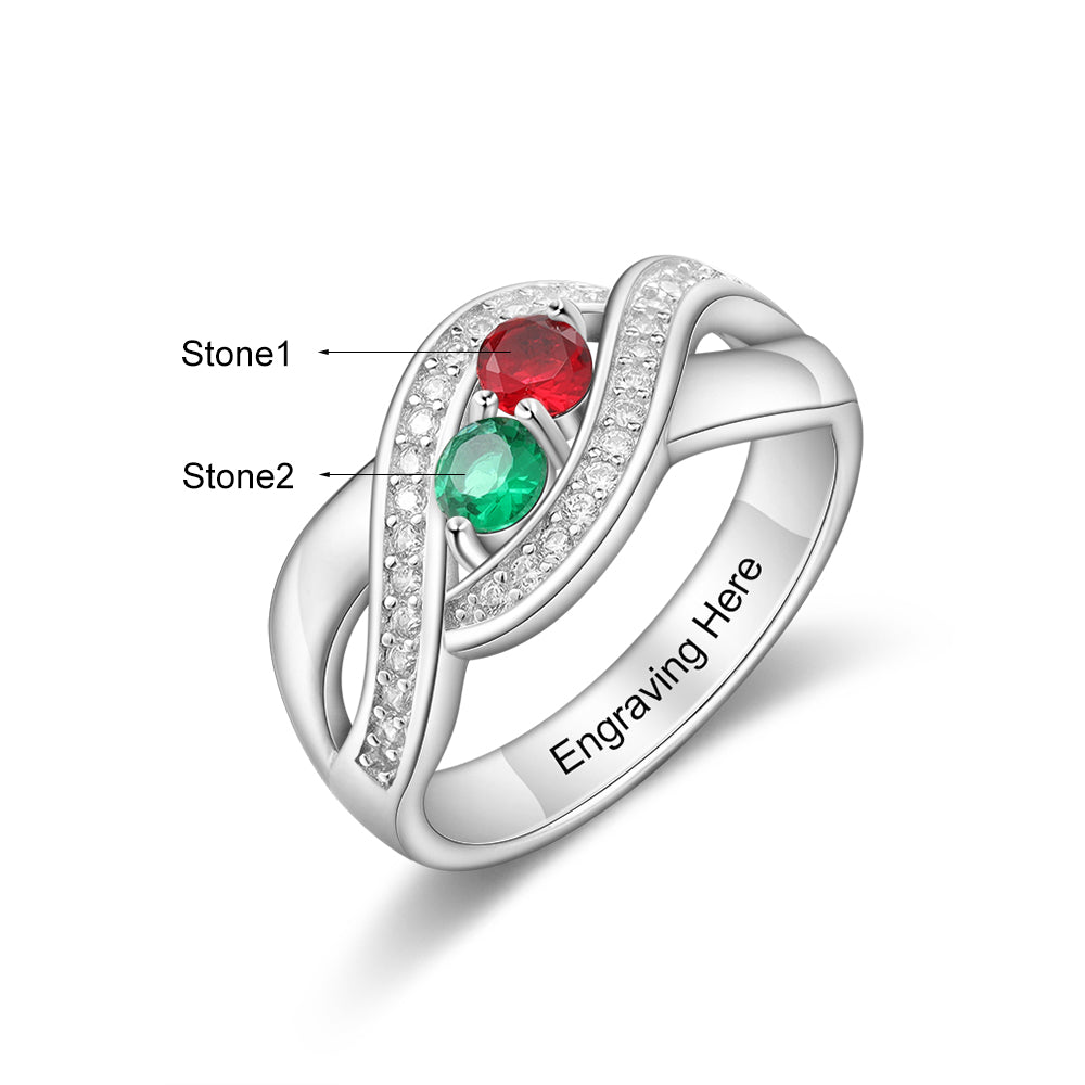 Personalised Silver Ring for Women | Customised Gift for her | Gift Ideas for Women | Birthstone Ring