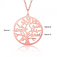 Rose Gold Tree of Life pendant with engraved 3 family names