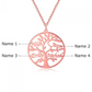 Rose Gold Tree of Life pendant with engraved 4 family names