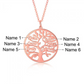 Rose Gold Tree of Life pendant with engraved 6 family names