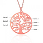 Rose Gold Tree of Life pendant with engraved 7 family names