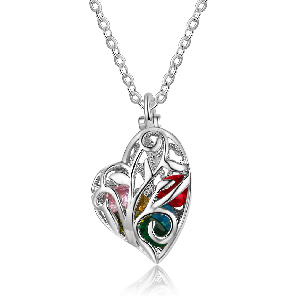 Silver cage heart necklace with personalised engraving