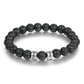 Stylish black lava bead bracelet with personalised tag