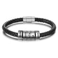 Stylish black leather bracelet for husband