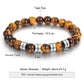 Tiger eye bead bracelet for men with engraved plate