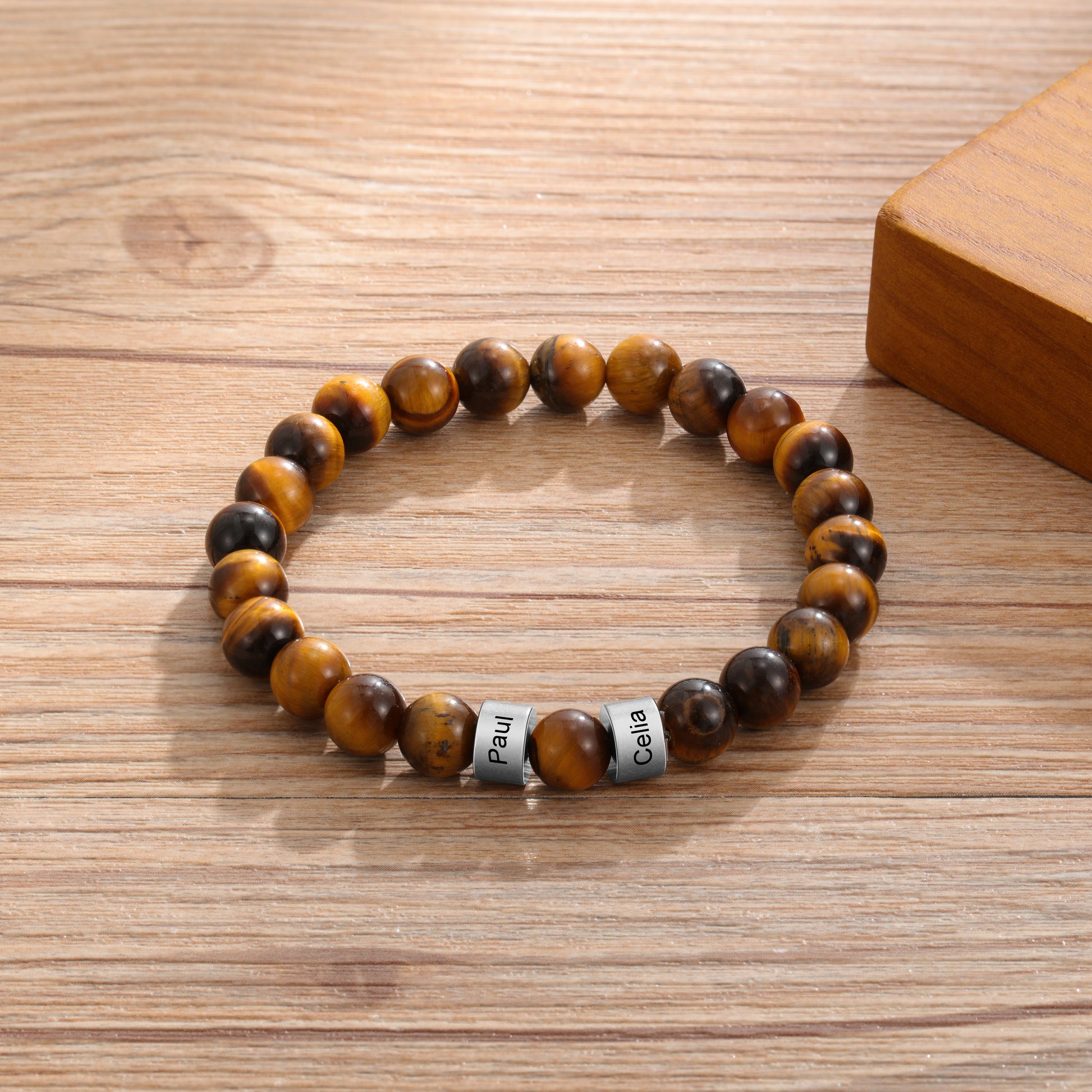 Tiger eye stone bracelet in gift box for men