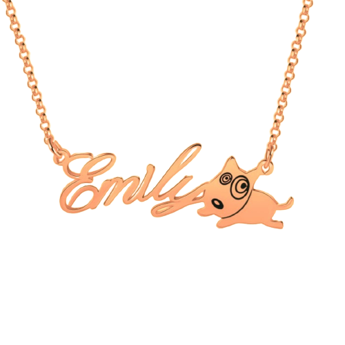 Personalised Dog Cat Name Necklace | Bespoke Name Necklace With Dog or Cat