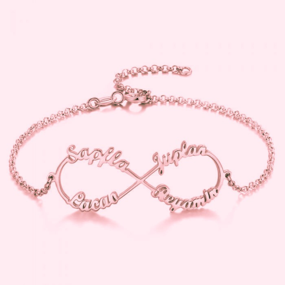 Bespoke Infinity 4 Names Bracelet | Personalised Name Bracelet | Bespoke Gift For Mum | Personalised Gift For Grandma