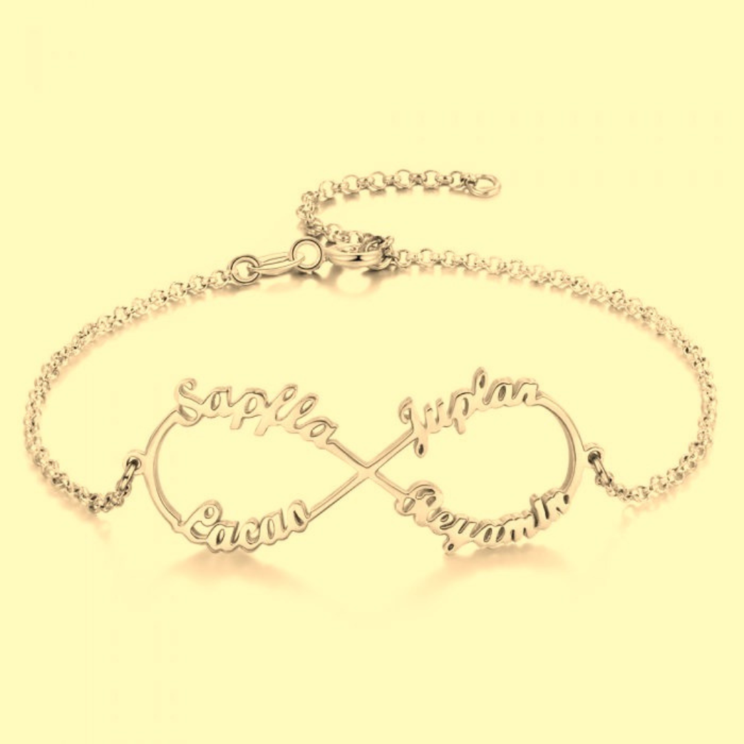 Bespoke Infinity 4 Names Bracelet | Personalised Name Bracelet | Bespoke Gift For Mum | Personalised Gift For Grandma