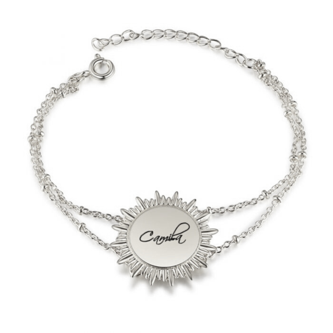 Personalised Engraved Sun Bracelet | Customised Engraved Name Bracelet For Women