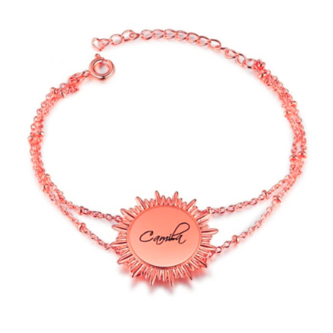 Personalised Engraved Sun Bracelet | Customised Engraved Name Bracelet For Women