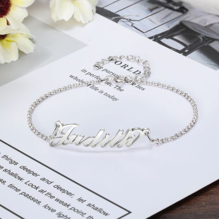 Personalised name store bracelets sterling silver