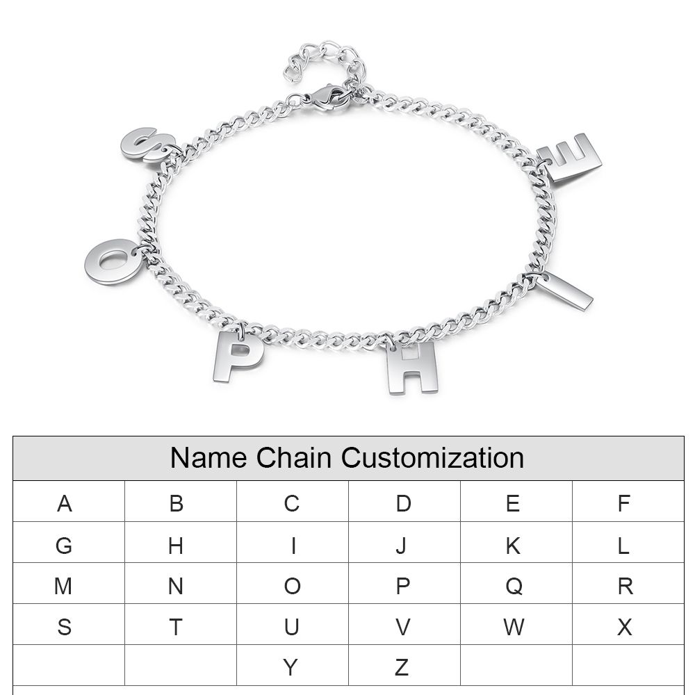 Personalised Name Letter Bracelet | Customised 6 Letters Bracelet
