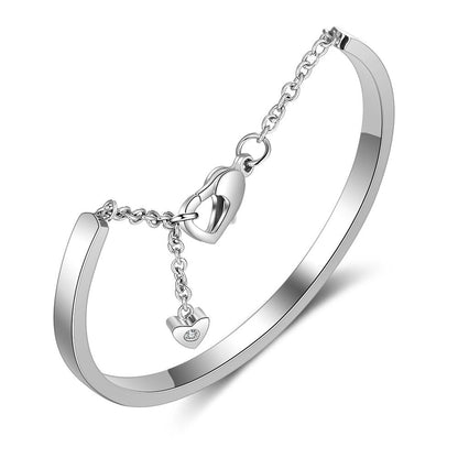 Personalised Engraved Bangle Bracelet With Chain | 4 Colours To Choose