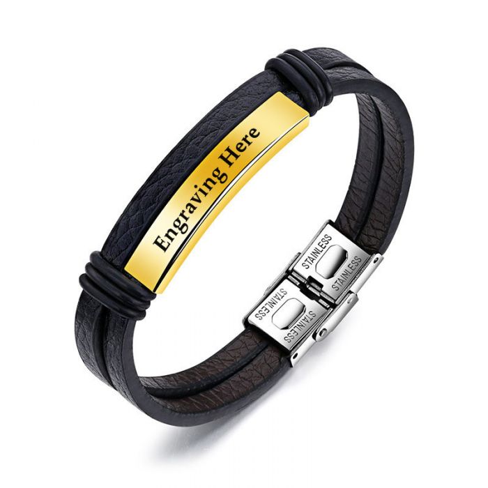 Personalised Men's Leather Bracelet | Cutomise Leather Bracelet For Men