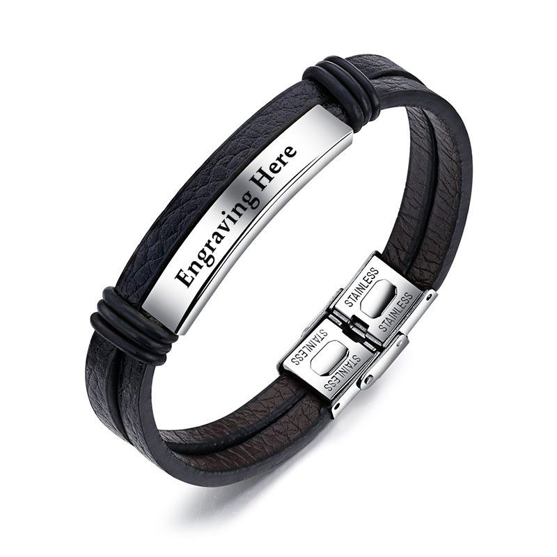 Personalised Men's Leather Bracelet | Cutomise Leather Bracelet For Men