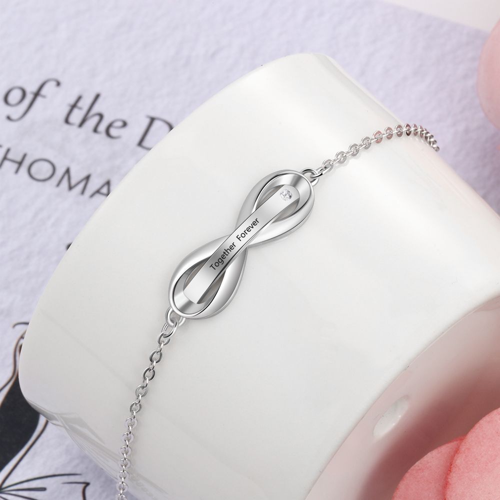 Custom Engraved Infinity Bracelet | Personalised Infinity Bracelet For Woman
