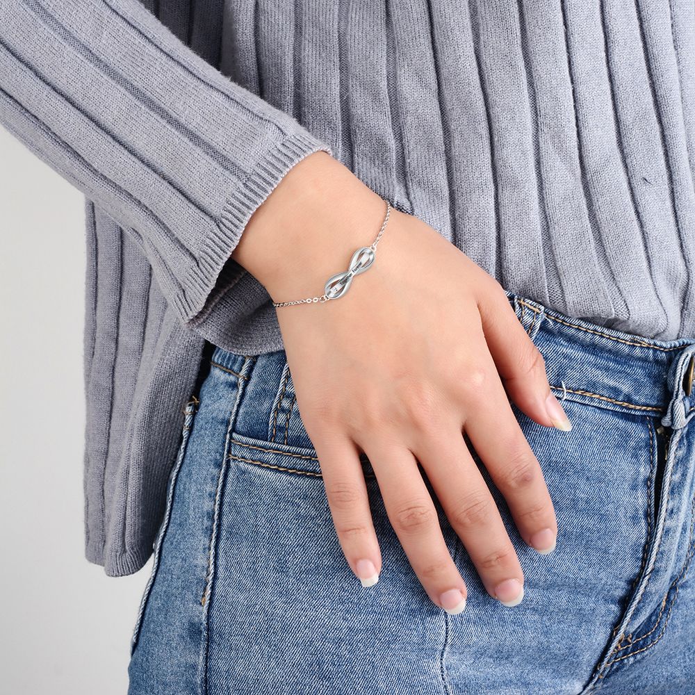 Custom Engraved Infinity Bracelet | Personalised Infinity Bracelet For Woman