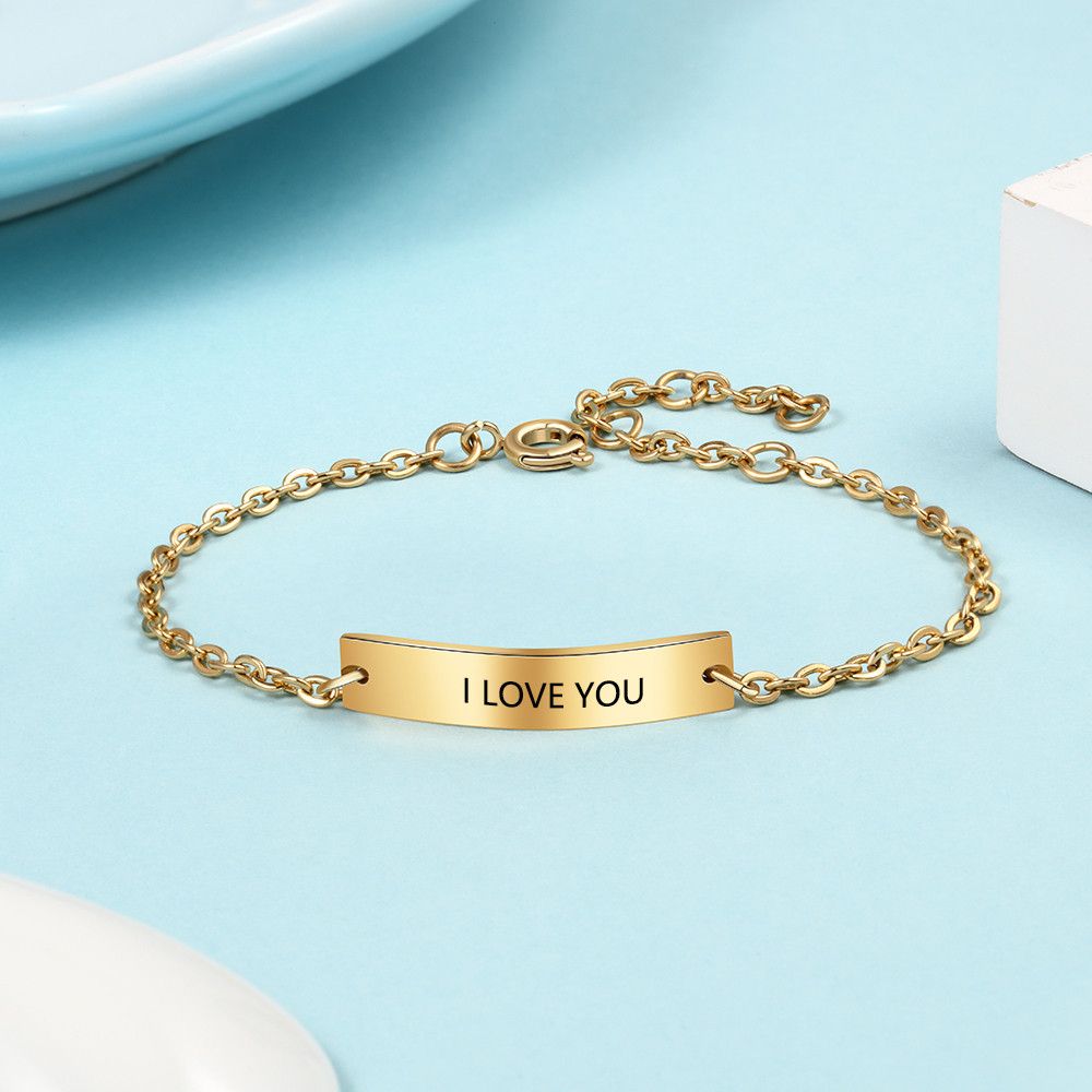 Personalised Gold Plated Nameplate Bracelet For Women | Bespoke Gift For Mum