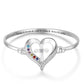 Personalised Cross Heart Bangle With Names Engraved And Birthstones | Bespoke Bangle For Mum