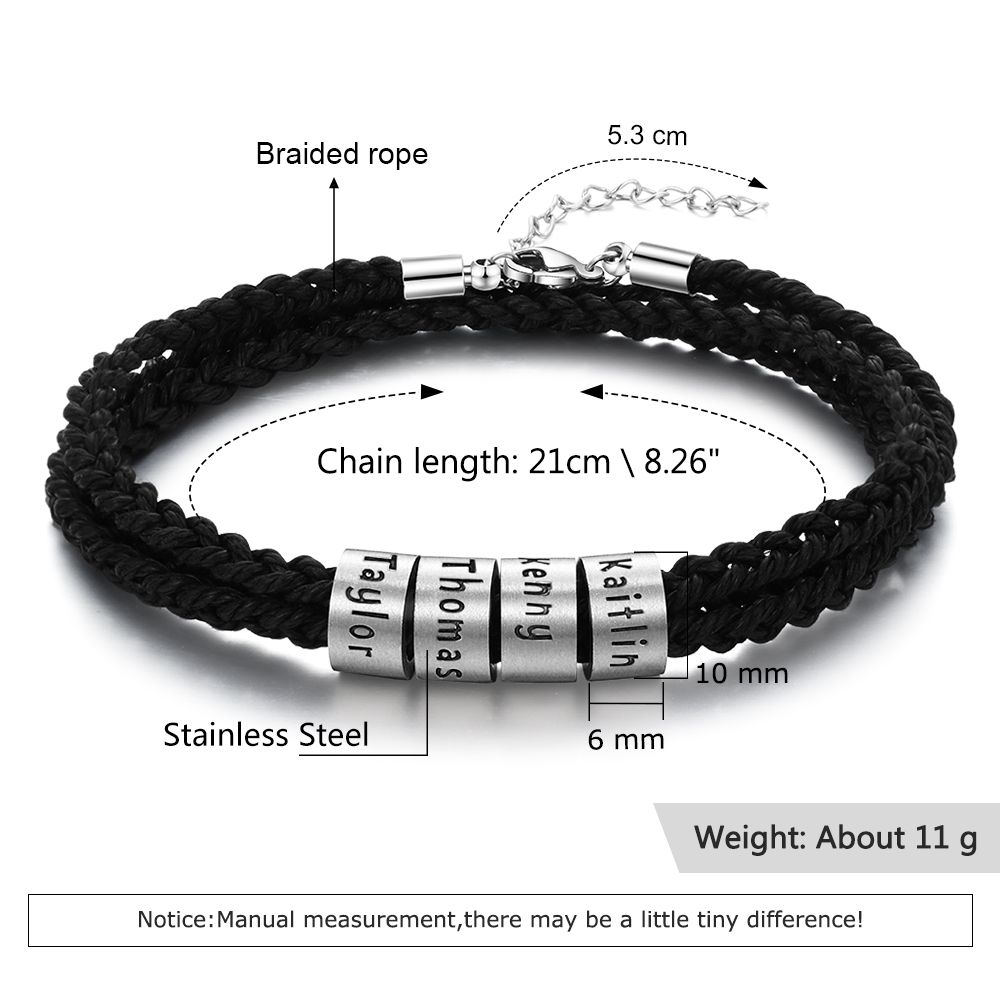 Braided Rope Personalised Bracelet For Men | Customised Gift For Him