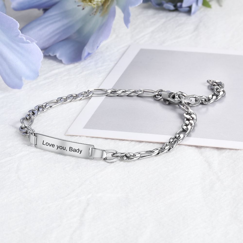 Unisex Engraved Nameplate Bracelet | Bespoke Engraved Nameplate Bracelet