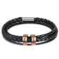 Personalised Men's Leather Bracelet With Cusomised Engraved Beads