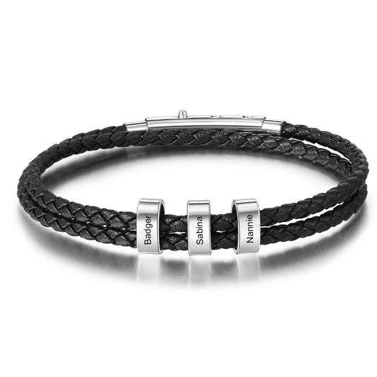 Personalised Leather Bracelet For Men | Customised Men's Leather Bracelet