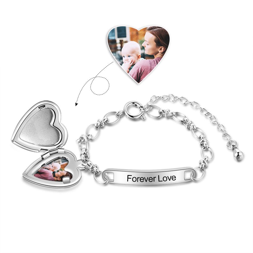Personalised Photo Bracelet For Girls With Engraved Name Plate | Customised Bracelet For Girls With Photo