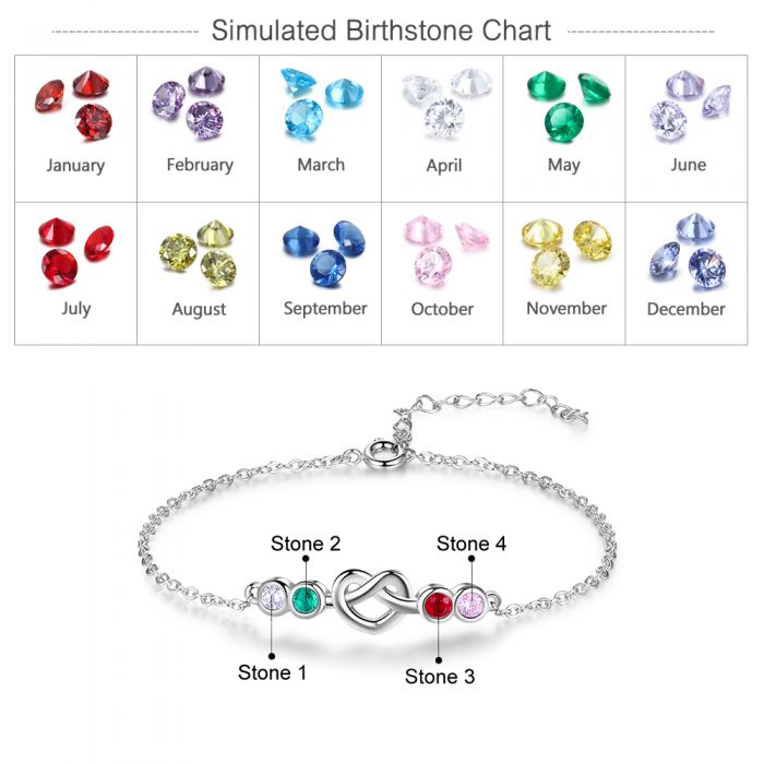 Personalised Birthstone Bracelet For Her | Customised Bracelet With Birthstones For Women