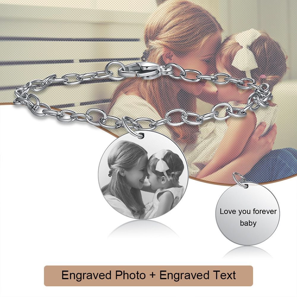 Personalised Photo Bracelet For Men With Bespoke Engraving | Customised Unisex Photo Bracelet