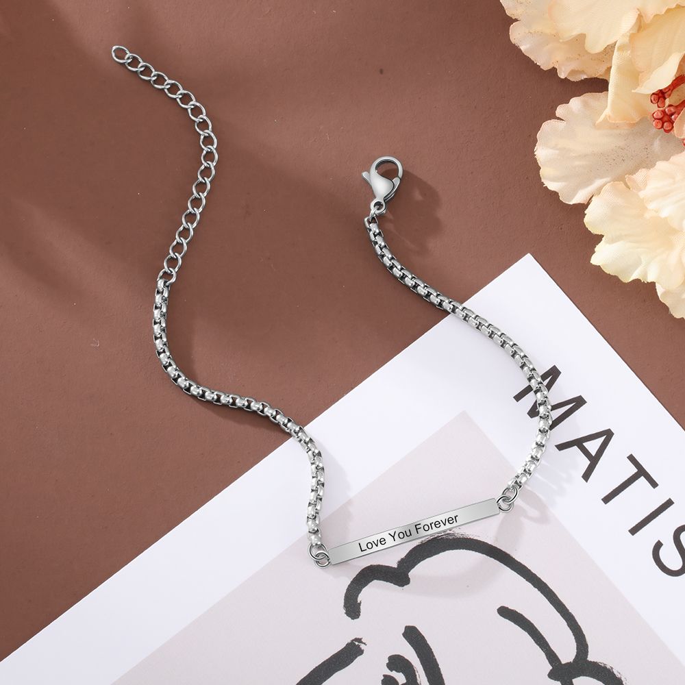 Personalised Engraved Thin Nameplate Bracelet For Ladies | Bespoke Nameplate Bracelet For Her