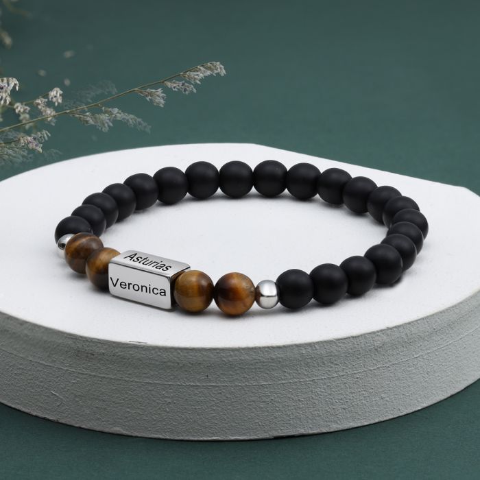 Mens bead deals bracelet with names