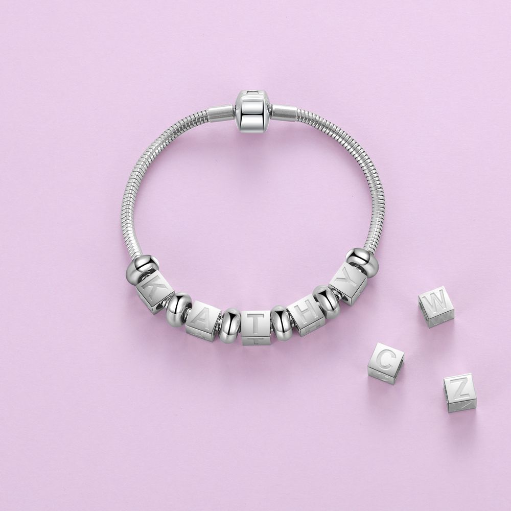 Personalised Cubic Charms 5 Letters Bracelet For Ladies | Bespoke Charm Bracelet For Her