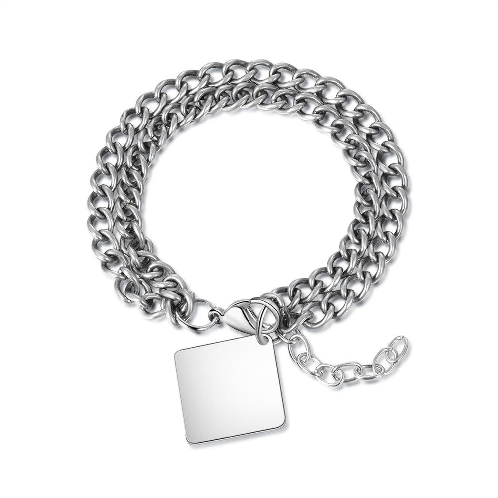Personalised Photo Bracelet For Men With Custom Engraved Calendar | Bespoke Photo Chain Bracelet For Him